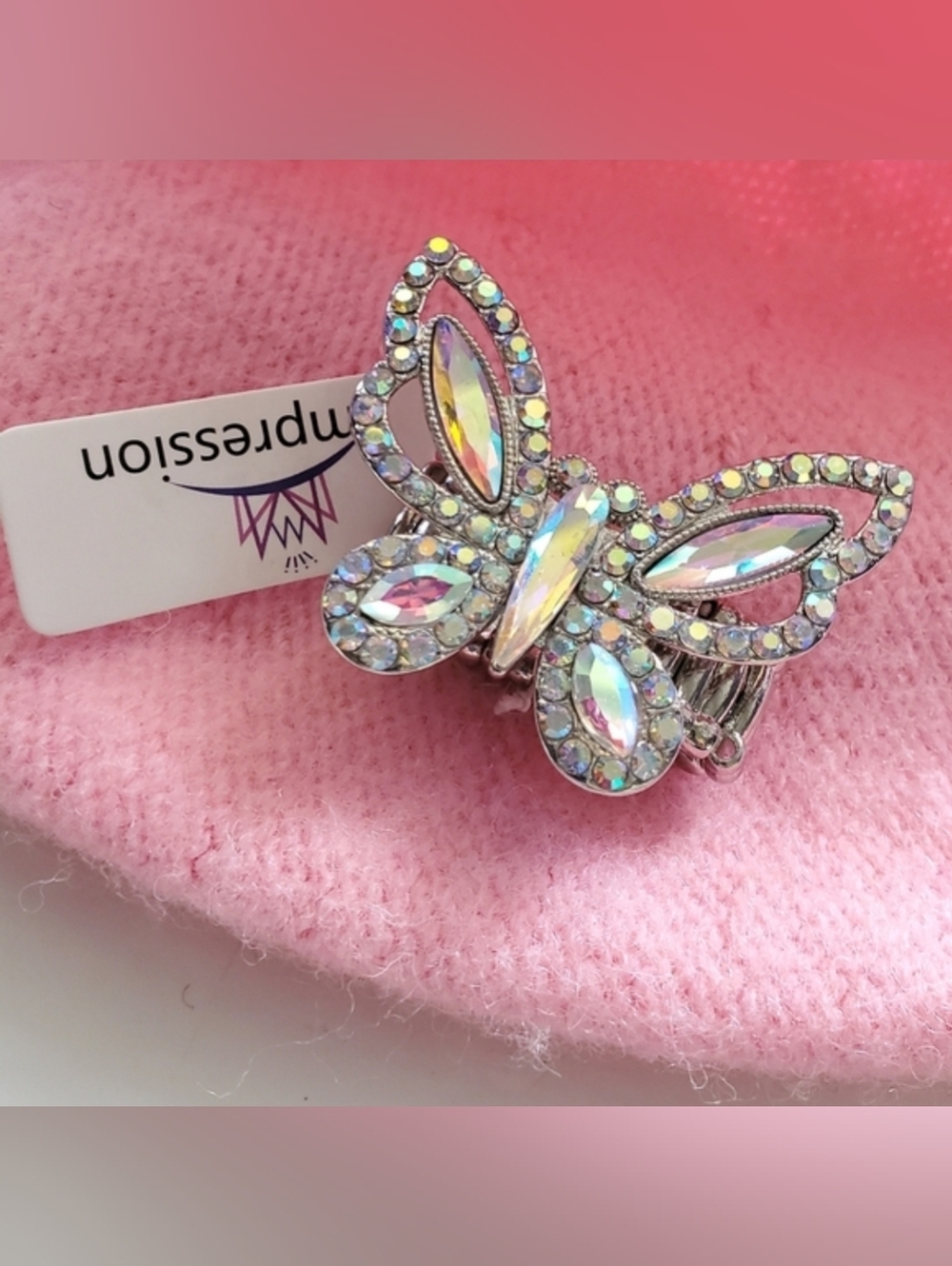 Butterfly Stretch Ring - Ab Rhinestones